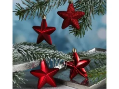 Marelida Christbaumschmuck Sterne Weihnachtsbaumschmuck Bruchfest Rot 6St Kunststoff