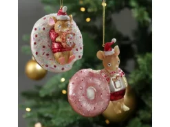 Marelida Christbaumschmuck Maus Mit Donut Süß Weihnachtsbäckerei Glas H  10cm