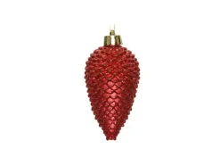Marelida Christbaumschmuck Baumschmuck Tannenzapfen Bruchfest Glitzernd 8cm Rot 6St