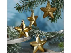 Marelida Christbaumschmuck Sterne Weihnachtsbaumschmuck Bruchfest Gold 6St Kunststoff