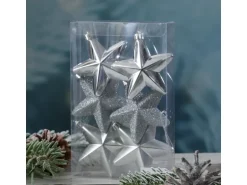 Marelida Christbaumschmuck Sterne Weihnachtsbaumschmuck Bruchfest Silber 6St Kunststoff