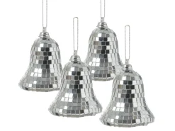 Marelida Christbaumschmuck Glocken Weihnachtsbaumschmuck Im Discokugel Look Silber 4St