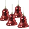Marelida Christbaumschmuck Glocken Weihnachtsbaumschmuck Im Discokugel Look Rot 4St