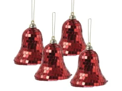 Marelida Christbaumschmuck Glocken Weihnachtsbaumschmuck Im Discokugel Look Rot 4St