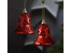 Marelida Christbaumschmuck Glocken Weihnachtsbaumschmuck Im Discokugel Look Rot 4St