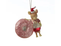 Marelida Christbaumschmuck Maus Mit Donut Süß Weihnachtsbäckerei Glas H  11,5cm