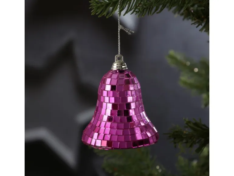 Marelida Christbaumschmuck Glocke Weihnachtsbaumschmuck Im Discokugel Look Pink