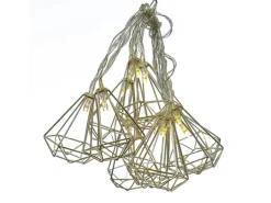 Marelida LED Deko Lichterkette RUBIN Diamant Retro Timer Tischdeko 160cm Silber