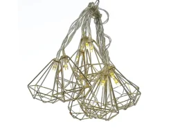 Marelida LED Deko Lichterkette RUBIN Diamant Retro Timer Tischdeko 160cm Silber