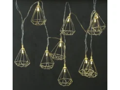 Marelida LED Deko Lichterkette RUBIN Diamant Retro Timer Tischdeko 160cm Silber