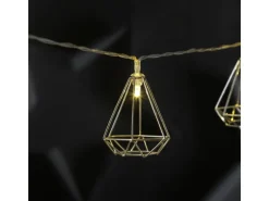 Marelida LED Deko Lichterkette RUBIN Diamant Retro Timer Tischdeko 160cm Silber