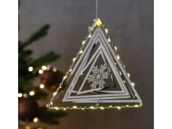 Marelida LED Dreeick Mit Schneeflocke 3D Dekohänger Weihnachten Fensterdeko Timer Silber