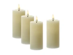 Marelida LED Kerzenset LINA Rustik Optik Für Adventskranz H  12,5cm Timer Creme 4er Set