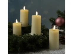 Marelida LED Kerzenset LINA Rustik Optik Für Adventskranz H  12,5cm Timer Creme 4er Set
