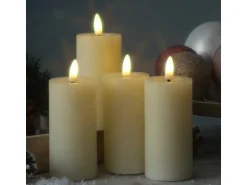 Marelida LED Kerzenset LINA Rustik Optik Für Adventskranz H  12,5cm Timer Creme 4er Set