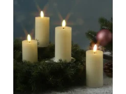 Marelida LED Kerzenset LINA Rustik Optik Für Adventskranz H  12,5cm Timer Creme 4er Set
