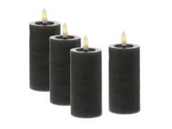 Marelida LED Kerzenset LINA Rustik Optik Für Adventskranz H  12,5cm Timer Grau 4er Set