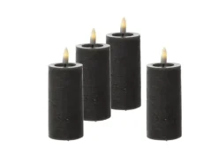 Marelida LED Kerzenset LINA Rustik Optik Für Adventskranz H 12,5cm Timer Grau 4er Set