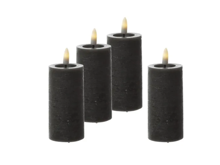 Marelida LED Kerzenset LINA Rustik Optik Für Adventskranz H 12,5cm Timer Grau 4er Set