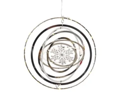 Marelida LED Kreis Mit Schneeflocke 3D Dekohänger Weihnachten Fensterdeko Timer Silber