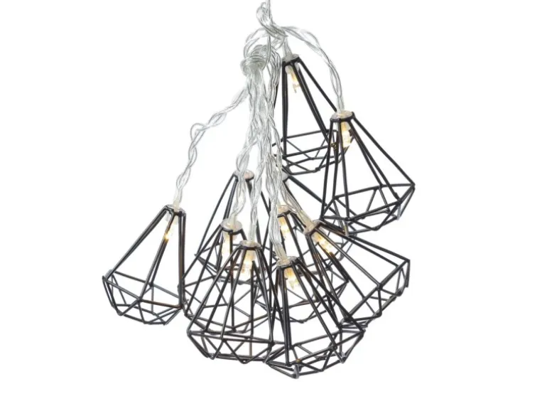 Marelida LED Lichterkette RUBIN Diamant Retro Timer Tischdeko Innen Industriell Schwarz