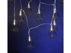 Marelida LED Lichterkette RUBIN Diamant Retro Timer Tischdeko Innen Industriell Schwarz