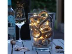 Marelida LED Lichterkette Seil Deko Jute Tau Kordel 10m Timer 8 Funktionen Innen Außen