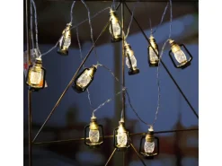 Marelida LED Lichterkette Mini Laternen Dekogirlande 10 Schwarze Sturmlaternen L  1,8m