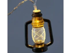 Marelida LED Lichterkette Mini Laternen Dekogirlande 10 Schwarze Sturmlaternen L  1,8m