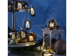 Marelida LED Lichterkette Mini Laternen Dekogirlande 10 Schwarze Sturmlaternen L  1,8m