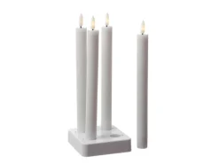 Marelida LED Stabkerzen LISA Tafelkerzen Dinnerkerzen Wiederaufladbar Weiß 4er Set