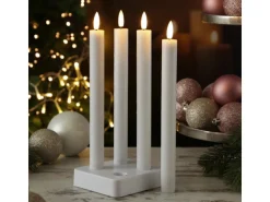 Marelida LED Stabkerzen LISA Tafelkerzen Dinnerkerzen Wiederaufladbar Weiß 4er Set