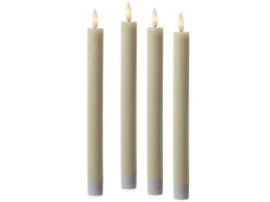 Marelida LED Stabkerzen LISA Tafelkerzen Dinnerkerzen Wiederaufladbar Creme 4er Set