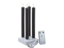 Marelida LED Stabkerzen LISA Tafelkerzen Dinnerkerzen Wiederaufladbar Grau 4er Set