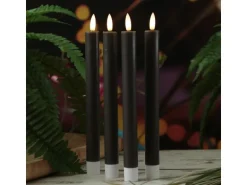 Marelida LED Stabkerzen LISA Tafelkerzen Dinnerkerzen Wiederaufladbar Grau 4er Set