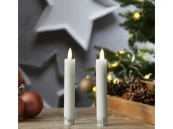 Marelida LED Stabkerzen Tafelkerzen Spitzkerzen Echtwachs Rustik Optik H  15cm Weiß 2St