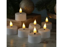 Marelida LED Teelichter 4 Stück Mit Ladestation USB Wiederaufladbar D  4cm Flackernd Weiß