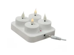 Marelida LED Teelichter 4 Stück Mit Ladestation USB Wiederaufladbar D  4cm Flackernd Weiß