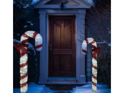 Marelida LED Zuckerstange Mit Schleife XL Gartendeko Weihnachtsdeko 1,2m Timer Für Außen