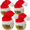 Marelida Weihnachtsbaumschmuck Discokugel Weihnachtsbaumkugel Gold Nikolausmütze 4er Set