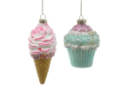 Marelida Weihnachtsbaumschmuck Eis Cupcake Muffin Mit Zuckerperlen Glas Christbaumschmuck