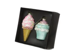 Marelida Weihnachtsbaumschmuck Eis Cupcake Muffin Mit Zuckerperlen Glas Christbaumschmuck