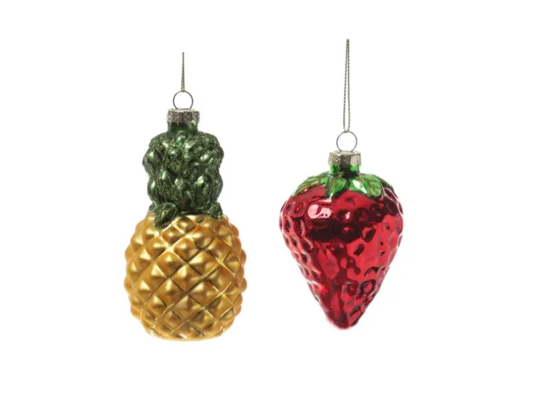 Marelida Weihnachtsbaumschmuck Ananas Erdbeere Glas Christbaumschmuck Obst Frucht