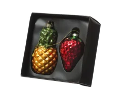 Marelida Weihnachtsbaumschmuck Ananas Erdbeere Glas Christbaumschmuck Obst Frucht