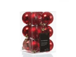 Marelida Weihnachtskugeln Baumschmuck Christbaumkugeln Bruchfest Glänzend Matt Rot 12St