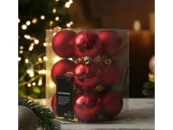 Marelida Weihnachtskugeln Baumschmuck Christbaumkugeln Bruchfest Glänzend Matt Rot 12St