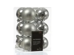 Marelida Weihnachtskugeln Christbaumkugeln Bruchfest Glänzend Matt Silber 12 Stück