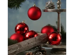 Marelida Weihnachtskugeln Baumschmuck Christbaumkugeln Bruchfest Glänzend Matt Rot 6St