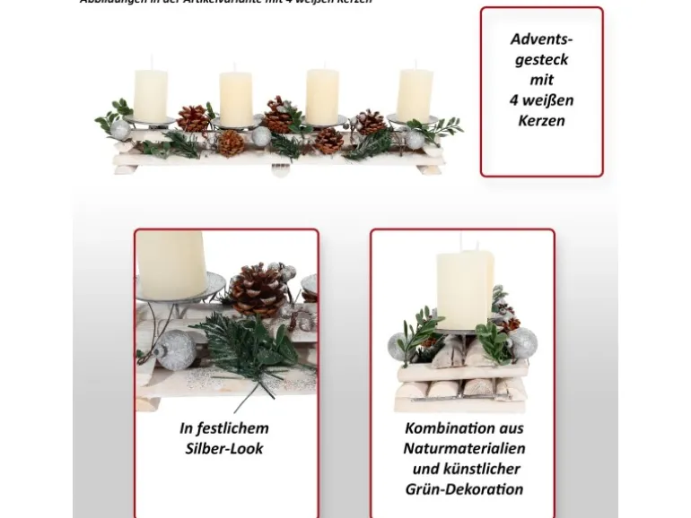 MCW Adventsgesteck M12 ohne Kerzen