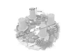 MCW Adventskranz H49 Holz Inkl. 4x Kerzen Rot